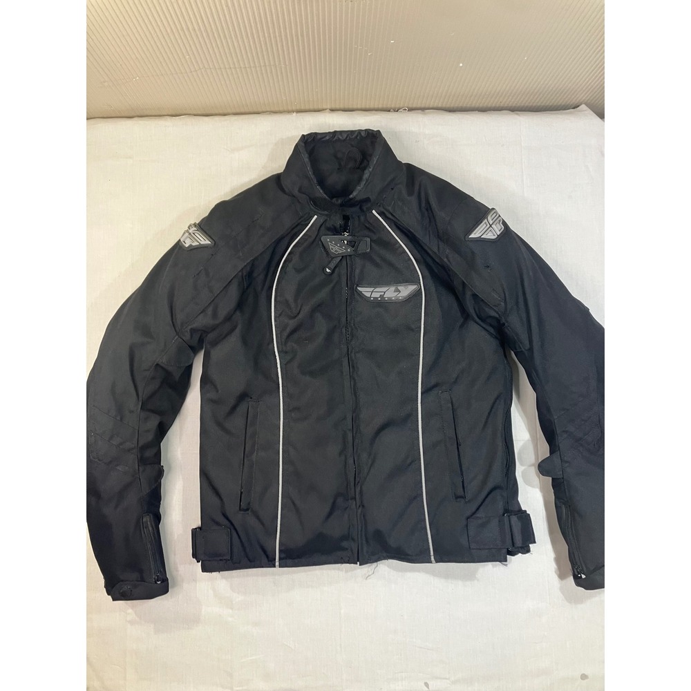 Fly Racing Womens XS Black Padded Motorcycle Riding Jacket Reflective Piping